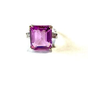 Elegant Pink Gemstone Ring in Sterling Silver 925 Size 6.75
